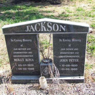 JACKSON John Peter 1920-1980 &amp; Molly Kova 1922-1986
