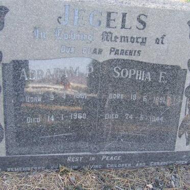 JEGELS Abraham P. 1881-1960 &amp; Sophia E. 1891-1944