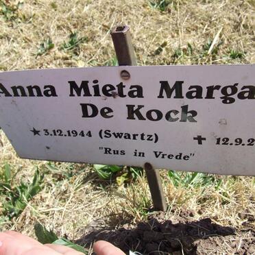 KOCK Anna Mieta Margaret, de nee SWARTZ 1944-2001