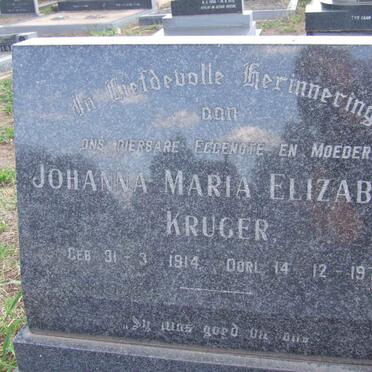 KRUGER Johanna Maria Elizabeth 1914-1971