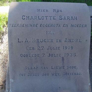 KRUGER Charlotte Sarah 1909-1935