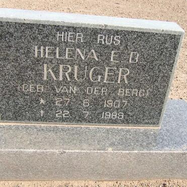 KRUGER Helena E.D. nee VAN DER BERG 1907-1989