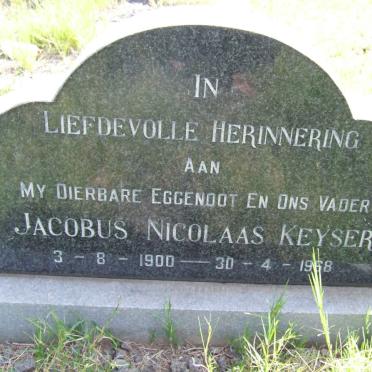 KEYSER Jacobus Nicolaas 1900-1968