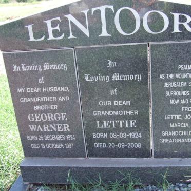 LENTOOR George Warner 1924-1997 &amp; Lettie 1924-2008