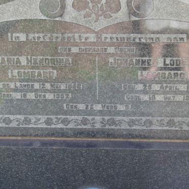 LOMBARD Johannes Lodewicus 1853-1948 &amp; Maria Hendrina DE LANGE 1858-1952