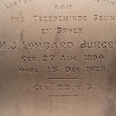 LOMBARD H.J. 1890-1928