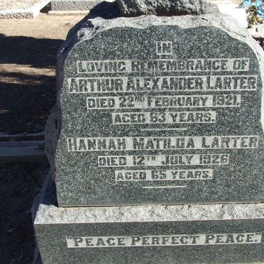 LARTER Arthur Alexander -1921 &amp; Hannah Matilda -1926