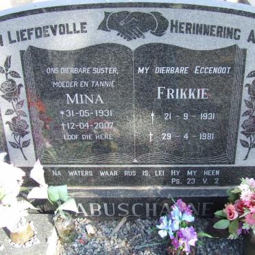 LABUSCHAGNE Frikkie 1931-1981 &amp; Mina 1931-2007