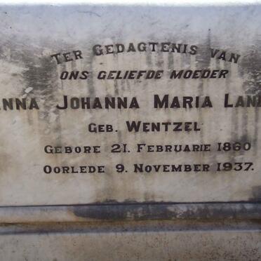 LANDMAN Anna Maria Johanna nee WENTZEL 1860-1937