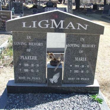 LIGMAN Plaatjie 1899-1989 &amp; Maria 1910-2003