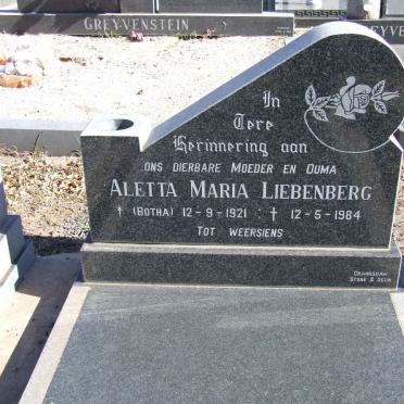 LIEBENBERG Aletta Maria nee BOTHA 1921-1984