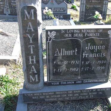MAYTHAM Albert 1932-1982 &amp; Joyce Francis 1934-1996