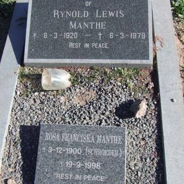 MANTHE Rynold Lewis 1920-1979 &amp; Rosa Franciska SCHROEDER 1900-1998