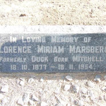 MARSBERG Florence Miriam formerly DUCK nee MITCHELL 1877-1954