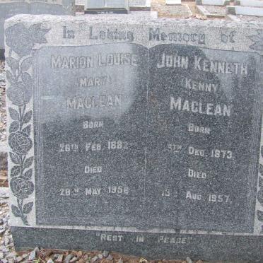 MACLEAN John Kenneth 1873-1957 &amp; Marion Louise 1882-1956