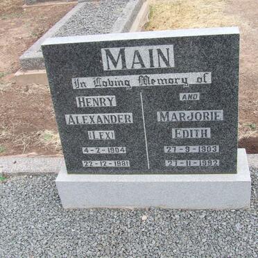 MAIN Henry Alexander 1904-1981 &amp; Marjorie Edith 1903-1992