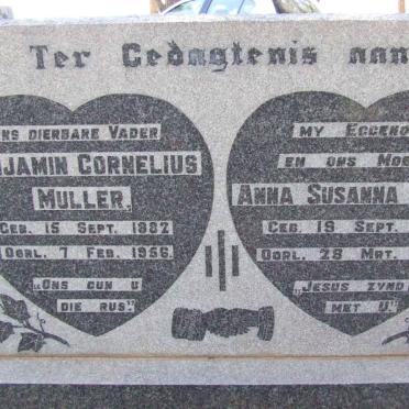 MULLER Benjamin Cornelius 1882-1956 &amp; Anna Susanna 1881-1943