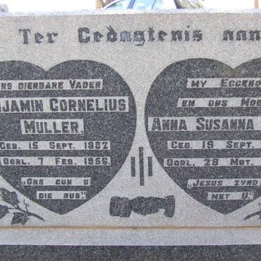 MULLER Benjamin Cornelius 1882-1956 &amp; Anna Susanna 1881-1943