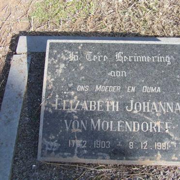 MOLENDORFF Elizabeth Johanna, von 1903-1981