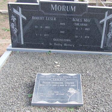 MORUM Robert Leslie 1892-1977 &amp; Agnes May SHEARAR 1893-1978 :: VENTER Susan Dugmore nee LESLEY 1961-1980 
