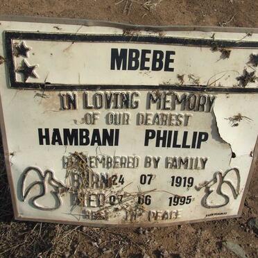 MBEBE Hambani Phillip 1919-1995