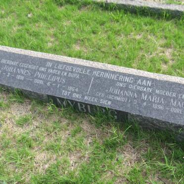 MYBURG Johannes Phillipus 1891-1964 &amp; Johanna Maria Magrieta SCHMIDT 1896-1973