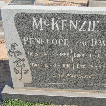 McKENZIE David 1956-1991 &amp; Penelope 1959-1986