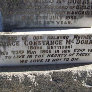 McDONALD Grace Constance nee BETTISON -1966