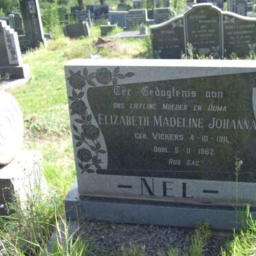 NEL Elizabeth Madeline Johanna nee VICKERS 1911-1962