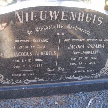 NIEUWENHUIS Gert Jacobus Albertus 1886-1969 &amp; Jacoba Johanna JORDAAN 1892-1972