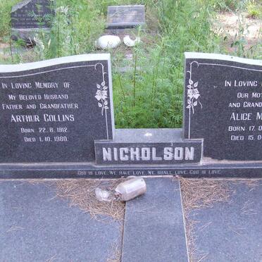 NICHOLSON Arthur Collins 1912-1980 &amp; Alice Mabel 1920-2000
