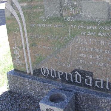 ODENDAAL Jacobus Nicolaas 1881-1968 &amp;  Maria Catherina PRINSLOO 1985-1956