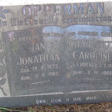 OPPERMAN Jan Jonathan 1873-1962 &amp; Charlotte Caroline ROCKER 1884-1965