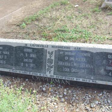 OPPERMAN Rudolph D Jacobus 1880-1971 &amp; Johanna G. Welhelmina GROBLER 1892-1964