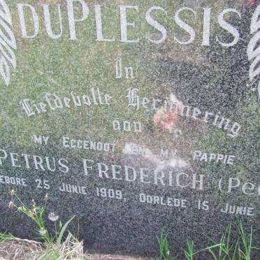 PLESSIS Petrus Frederich, du 1909-1968