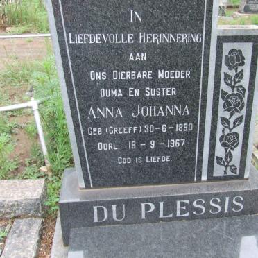PLESSIS Anna Johanna, du nee GREEFF 1890-1967