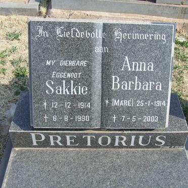 PRETORIUS Sakkie 1914-1990 &amp; Anna Barbara MARE 1914-2003