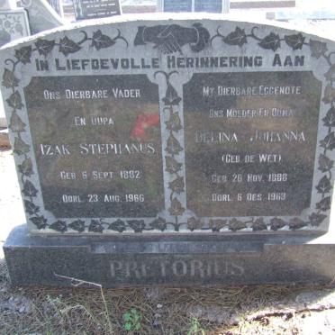 PRETORIUS Izak Stephanus 1882-1966 &amp; Delina Johanna DE WET 1888-1963