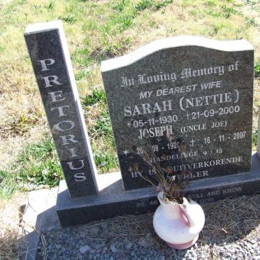 PRETORIUS Joseph 1920-2007 &amp; Sarah 1930-2000
