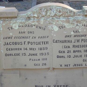 POTGIETER Jacobus F. 1859-1935 &amp; Catharina J.W. RHEEDER 1875-1948