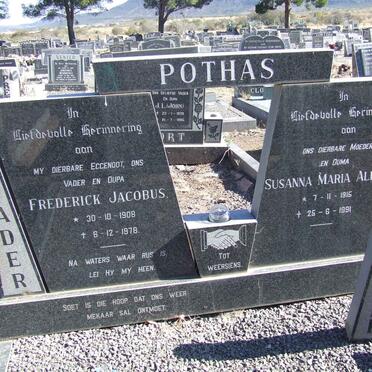 POTHAS Frederick Jacobus 1908-1978 &amp; Susanna Maria Aletta 1915-1991