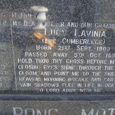 PONG Dawson, Lo 1888-1955 &amp; Lucy Lavinia CUMBERLEGE 1903-1985