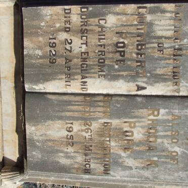 POPE Cuthbert A. -1929 &amp; Rhoda K. BROTHERTON -1952