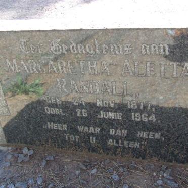 RANDALL Margaretha Aletta 1877-1964