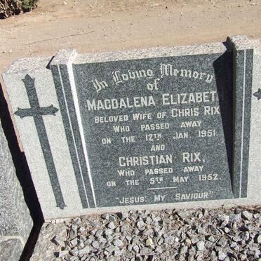 RIX Christiaan -1952 &amp; Magdalena Elizabeth -1951 :: RIX Edmond 1913-1938 :: RIX Stanley Christiaan 1907-1967