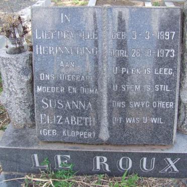 ROUX Susanna Elizabeth, le nee KLOPPER 1897-1973