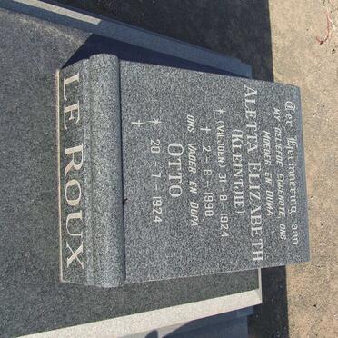 ROUX Otto, le 1924- &amp; Aletta Elizabeth VILJOEN 1924-1990