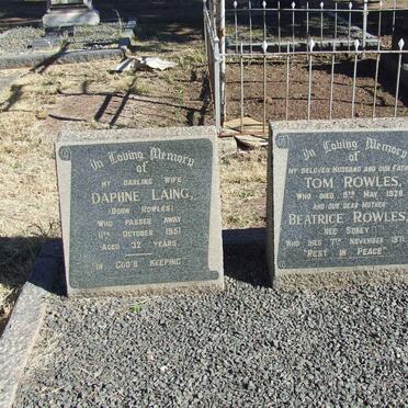 ROWLES Tom -1928 &amp; Beatrice SOBEY -1971 :: LAING Daphne nee ROWLES -1951