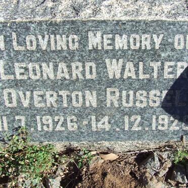RUSSELL Leonard Walter Overton 1926-1926