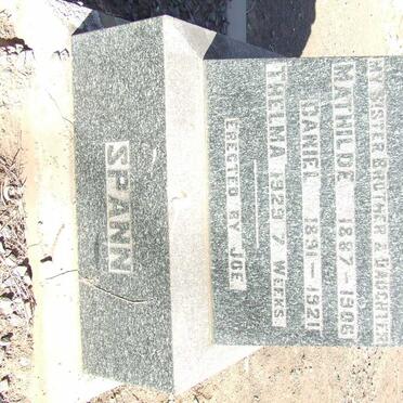 SPANN Mathilde 1887-1906 :: SPANN Daniel 1891-1921 :: SPANN Thelma 1929-1929